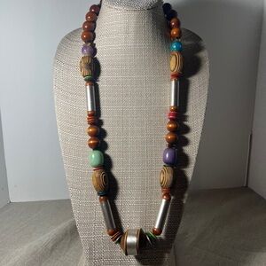 Artisan Vintage Cadoro Wooden and Beaded Necklace. WA497